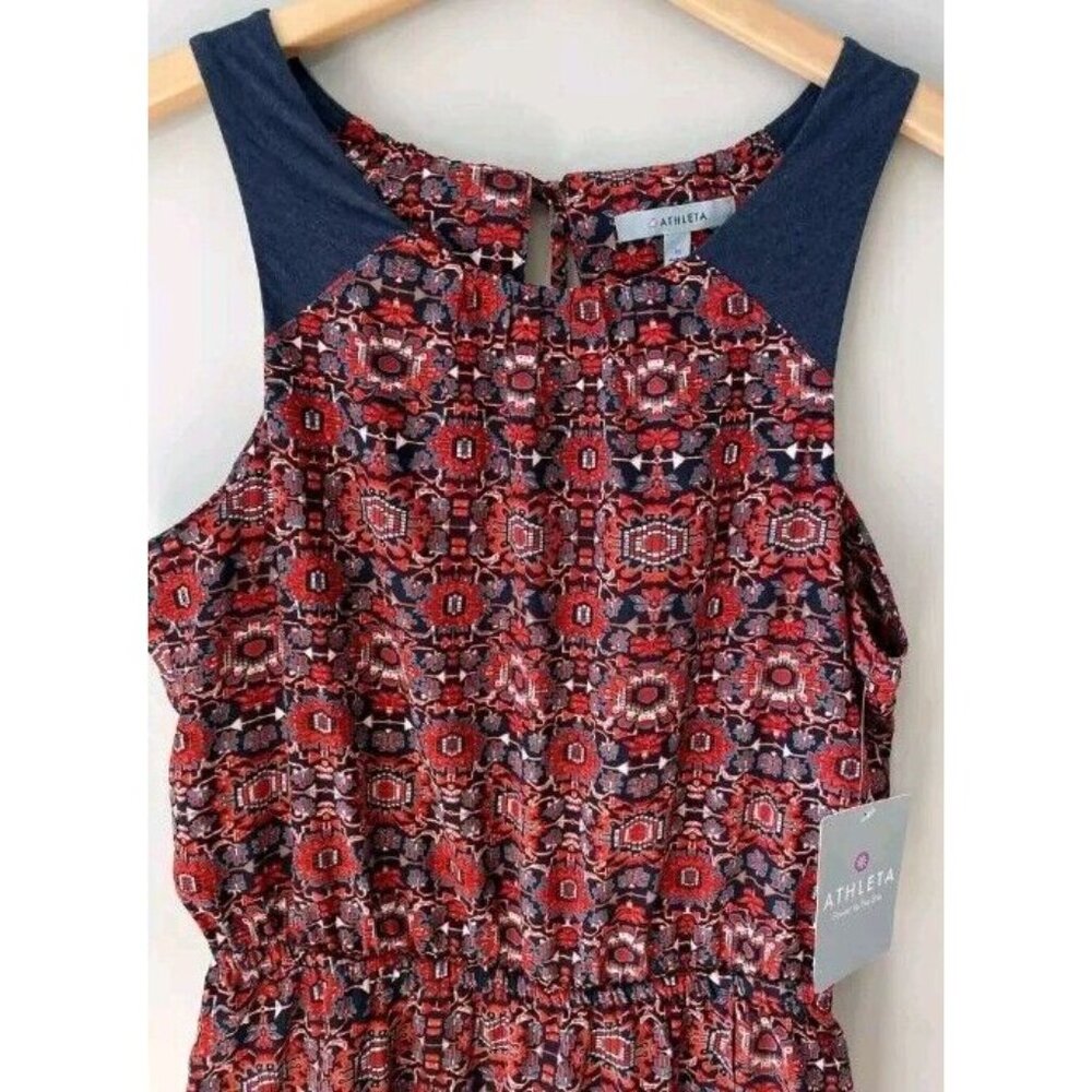 Athleta Dress NWT Martinique Sleeveless Tassel Keyhole Sz Medium Bold Pattern - Picture 15 of 16